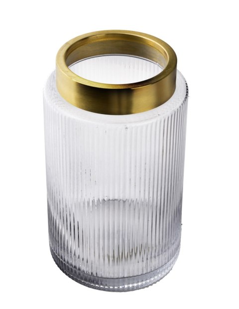Wazon szklany SERENITE 14x14x25 cm – Mondex, Transparentny, Złoty Rant