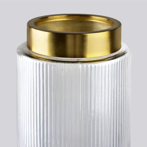 Wazon szklany SERENITE 14x14x25 cm – Mondex, Transparentny, Złoty Rant