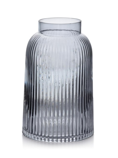 Wazon szklany SERENITE 23 cm MONDEX – Szary, Pionowe prążki