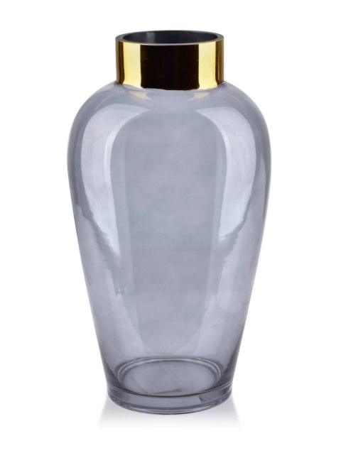 Wazon szklany SERENITE 17x17x32 cm – Mondex, Szary, Złoty Rant