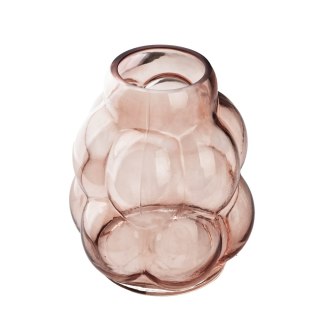 Wazon szklany SERENITE 17x22 cm – Mondex, Różowy/Amber, Bąbelkowa struktura