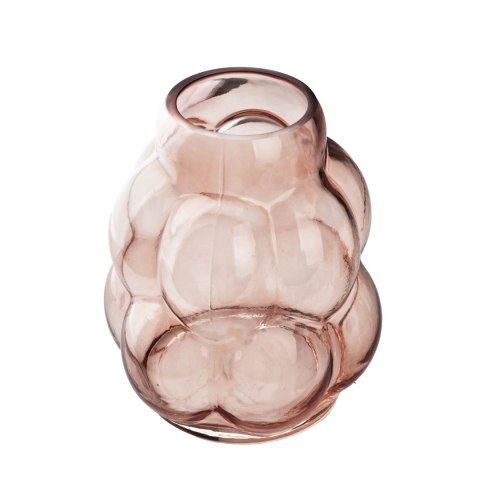 Wazon szklany SERENITE 17x22 cm – Mondex, Różowy/Amber, Bąbelkowa struktura