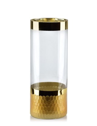 Wazon szklany SERENITE 9,5x9,5x25 cm – Mondex, Złote Łuski, Tuba