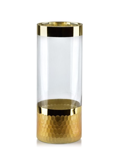 Wazon szklany SERENITE 9,5x9,5x25 cm – Mondex, Złote Łuski, Tuba