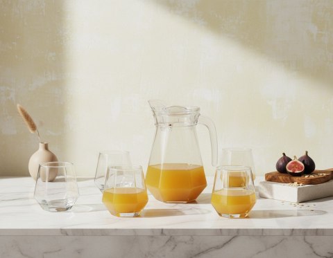 Zestaw Szklany ADEL Dzbanek 1,4L i 6 Szklanek 330ml – Komplet do Napojów i Soków