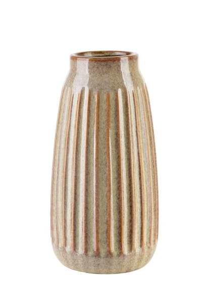 Wazon Ceramiczny ARINA BEIGE 28,5 cm – Prążkowany, Jasnobeżowy, Nowoczesny