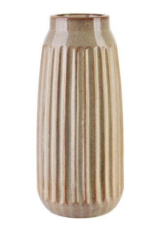 Wazon Ceramiczny ARINA BEIGE 35,5 cm – Wysoki, Prążkowany, Jasnobeżowy