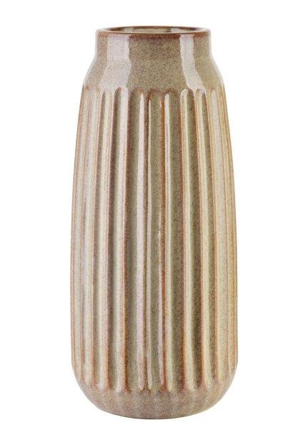 Wazon Ceramiczny ARINA BEIGE 35,5 cm – Wysoki, Prążkowany, Jasnobeżowy