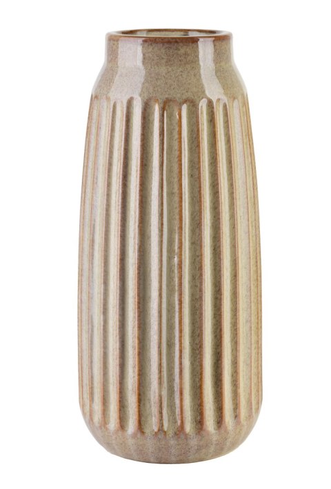 Wazon Ceramiczny ARINA BEIGE 35,5 cm – Wysoki, Prążkowany, Jasnobeżowy
