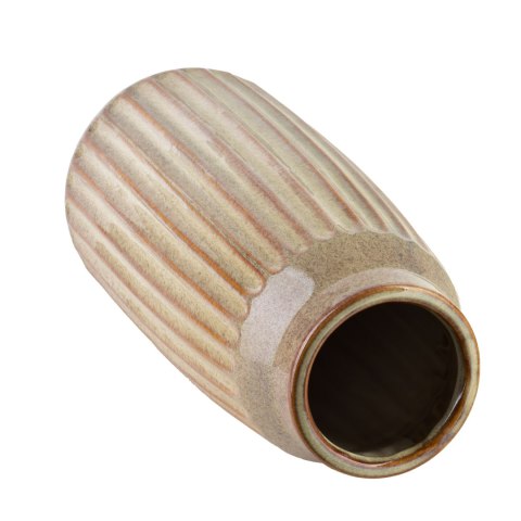 Wazon Ceramiczny ARINA BEIGE 35,5 cm – Wysoki, Prążkowany, Jasnobeżowy