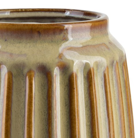 Wazon Ceramiczny Osłonka ARINA BEIGE 18 cm – Prążkowany, Jasnobeżowy, Nowoczesny