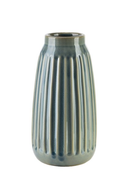 Wazon Ceramiczny ARINA LIGHT 28,5 cm – Prążkowany, Jasnobłękitny, Nowoczesny