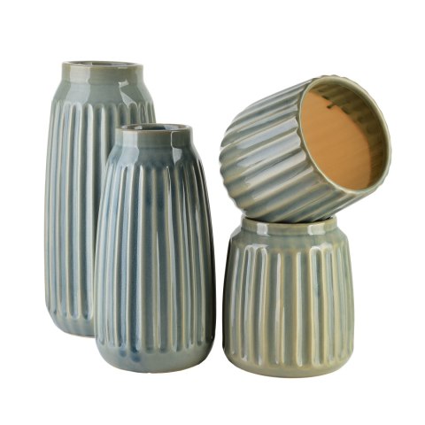Wazon Ceramiczny ARINA LIGHT 28,5 cm – Prążkowany, Jasnobłękitny, Nowoczesny