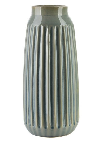 Wazon Ceramiczny ARINA LIGHT 35,5 cm – Wysoki, Prążkowany, Jasnobłękitny