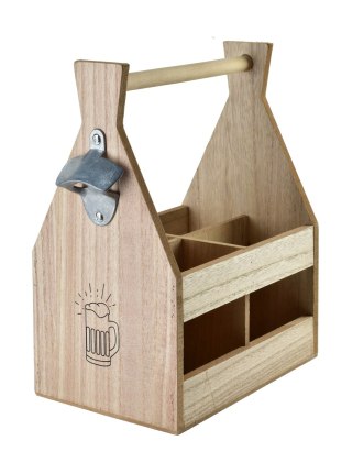 Drewniane Nosidło Stojak na Butelki DAZ 22 cm – Z Otwieraczem