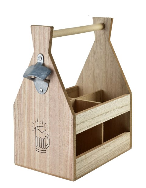 Drewniane Nosidło Stojak na Butelki DAZ 22 cm – Z Otwieraczem