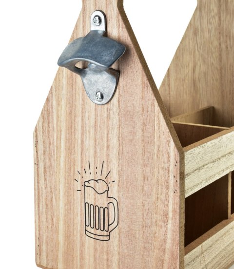 Drewniane Nosidło Stojak na Butelki DAZ 22 cm – Z Otwieraczem