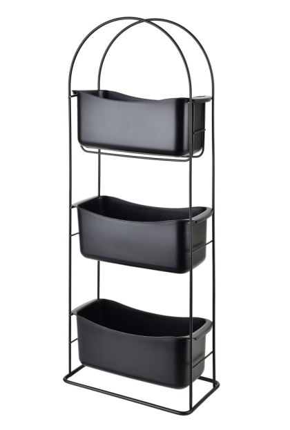 DEA BLACK Półka łazienkowa 3-poziomowa 73 cm – Czarny Mat, Loft