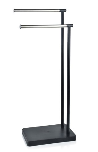 DEA Stojak na ręczniki 2 uchwyty – Czarno-Srebrny, Wolnostojący