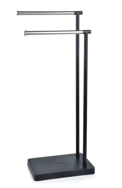 DEA Stojak na ręczniki 2 uchwyty – Czarno-Srebrny, Wolnostojący