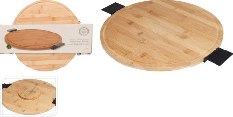 Deska do Serwowania i Krojenia – Okrągła, Bambus + Metal