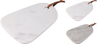 Marmurowa Deska do Serwowania – Biały Marmur ze Skórzanym Uchwytem