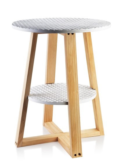 LAMMY Stolik kawowy 40x50 cm – Biało-Złoty, Dwupoziomowy