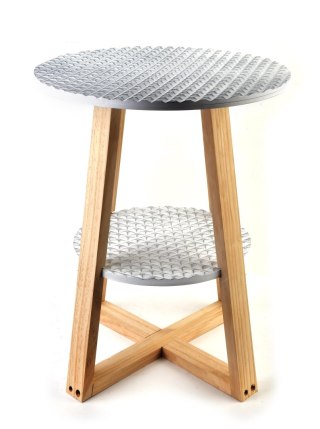 LAMMY Stolik kawowy 40x50 cm – Biało-Złoty, Dwupoziomowy