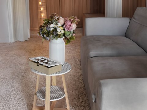 LAMMY Stolik kawowy 40x50 cm – Biało-Złoty, Dwupoziomowy