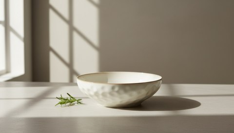 Elegancka Miska Kamionkowa 2500 ml – Biała ze Złotym Brzegiem