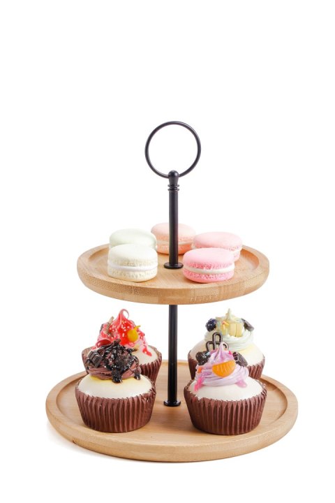 MODERN KITCHEN Patera dekoracyjna 2-poziomowa – Bambus, 15x20x23,5 cm