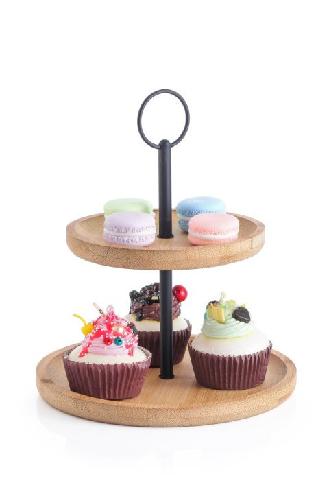 MODERN KITCHEN Patera dekoracyjna 2-poziomowa – Bambus, 15x20x23,5 cm