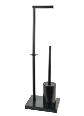 Stojak na papier ze szczotką WC ZAC 20,5x16x65 cm – Czarny, Metalowy