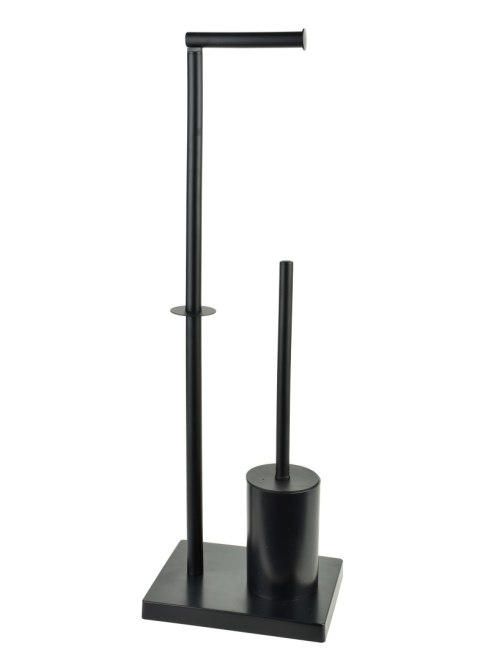 Stojak na papier ze szczotką WC ZAC 20,5x16x65 cm – Czarny, Metalowy