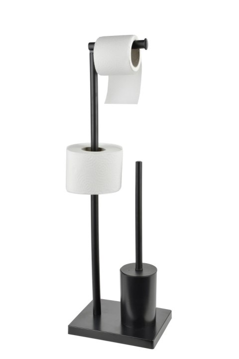 Stojak na papier ze szczotką WC ZAC 20,5x16x65 cm – Czarny, Metalowy