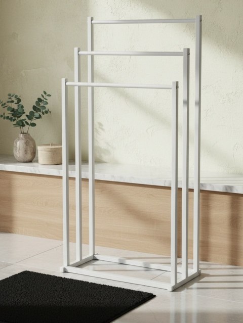 Wieszak na ręczniki ZAC WHITE 44x21x86 cm – Mondex, Biały, 3-poziomowy
