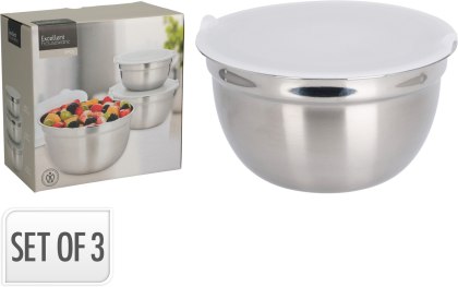 Zestaw misek ze stali nierdzewnej 3 szt. – Fresh & Mix, Z pokrywkami